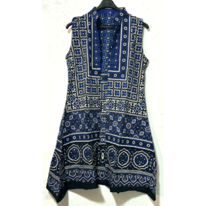 Ladies Ajrak Open Party Sleeveless Coat