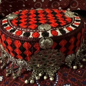 RED Traditional Balochi Fancy Cap – Handcrafted Embroidered