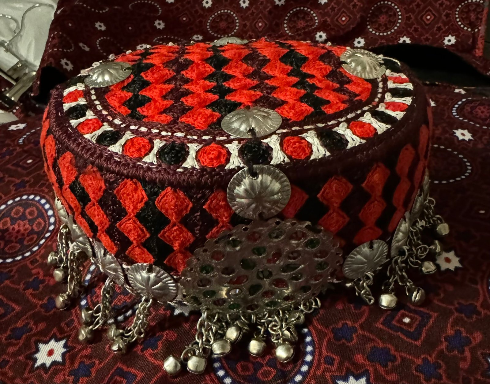 RED Traditional Balochi Fancy Cap – Handcrafted Embroidered