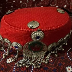 Traditional Red Velvet Balochi Fancy Cap – Handcrafted Ethnic Headpiece