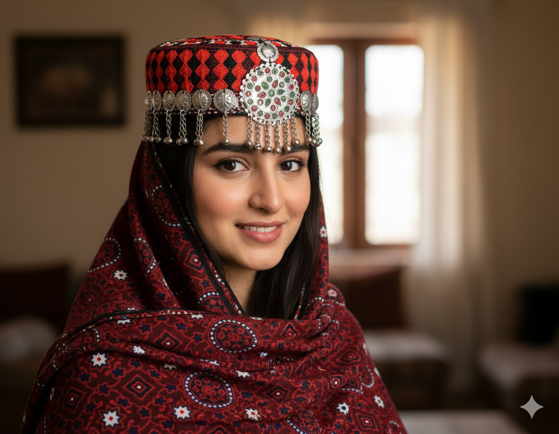 RED Traditional Balochi Fancy Cap – Handcrafted Embroidered - Image 2