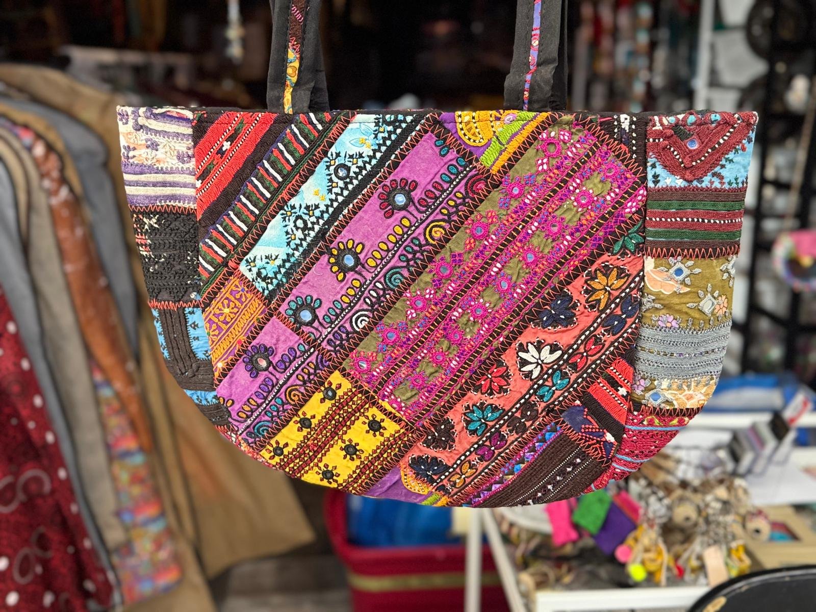 Colorful Handmade Patchwork Embroidered Boho Tote Bag 05