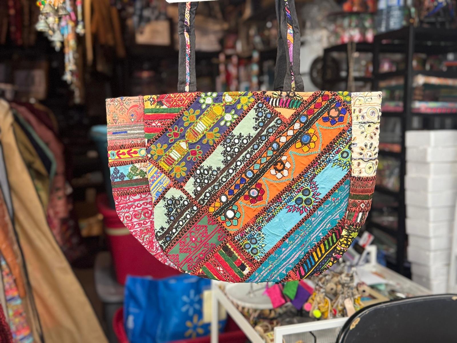 Colorful Handmade Patchwork Embroidered Boho Tote Bag 03