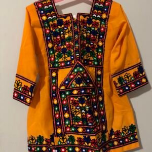 Traditional Orange Sindhi Karhai Kids Suit