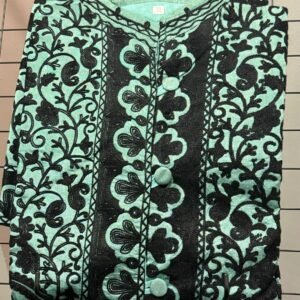 Sea Green Kashmiri Embroidered Women’s Long Coat – Traditional Floral Winter Coat (Copy)