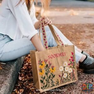 Mustard SOOKHRI Floral Embroidered Tote Bag
