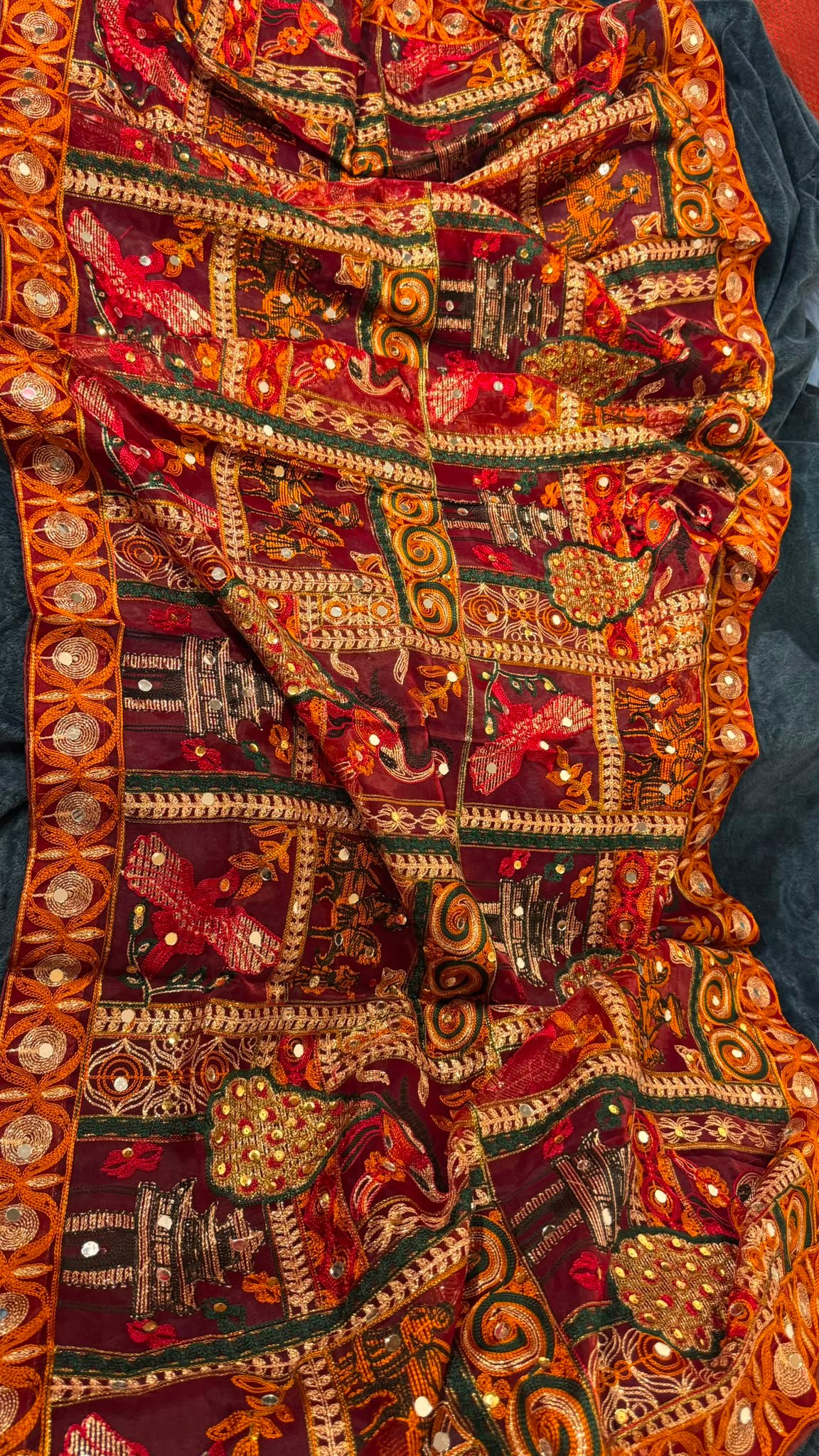 Red Organza material Bakhtawar style dupatta