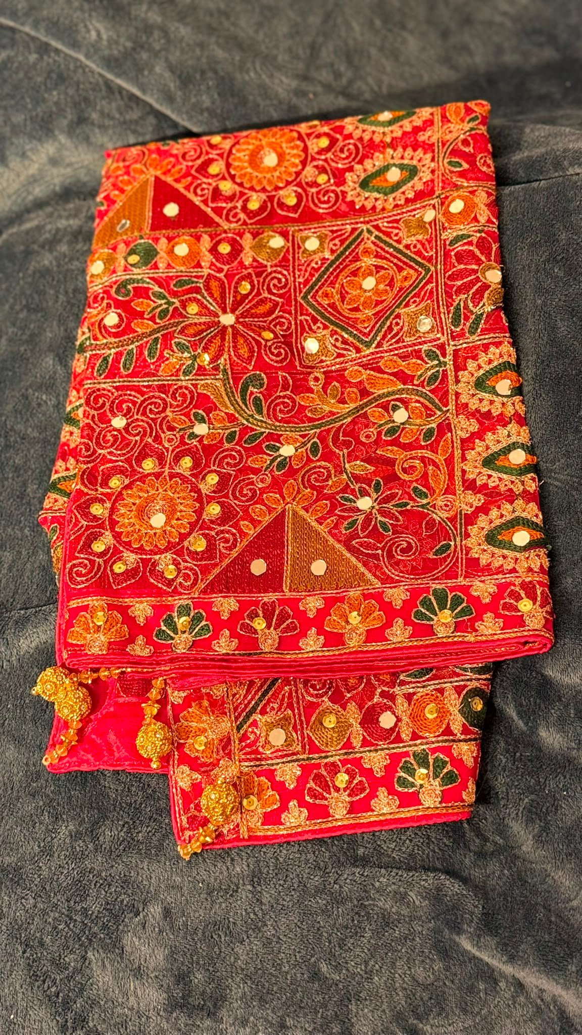 Manadala Red Organza Bakhtawar style dupatta