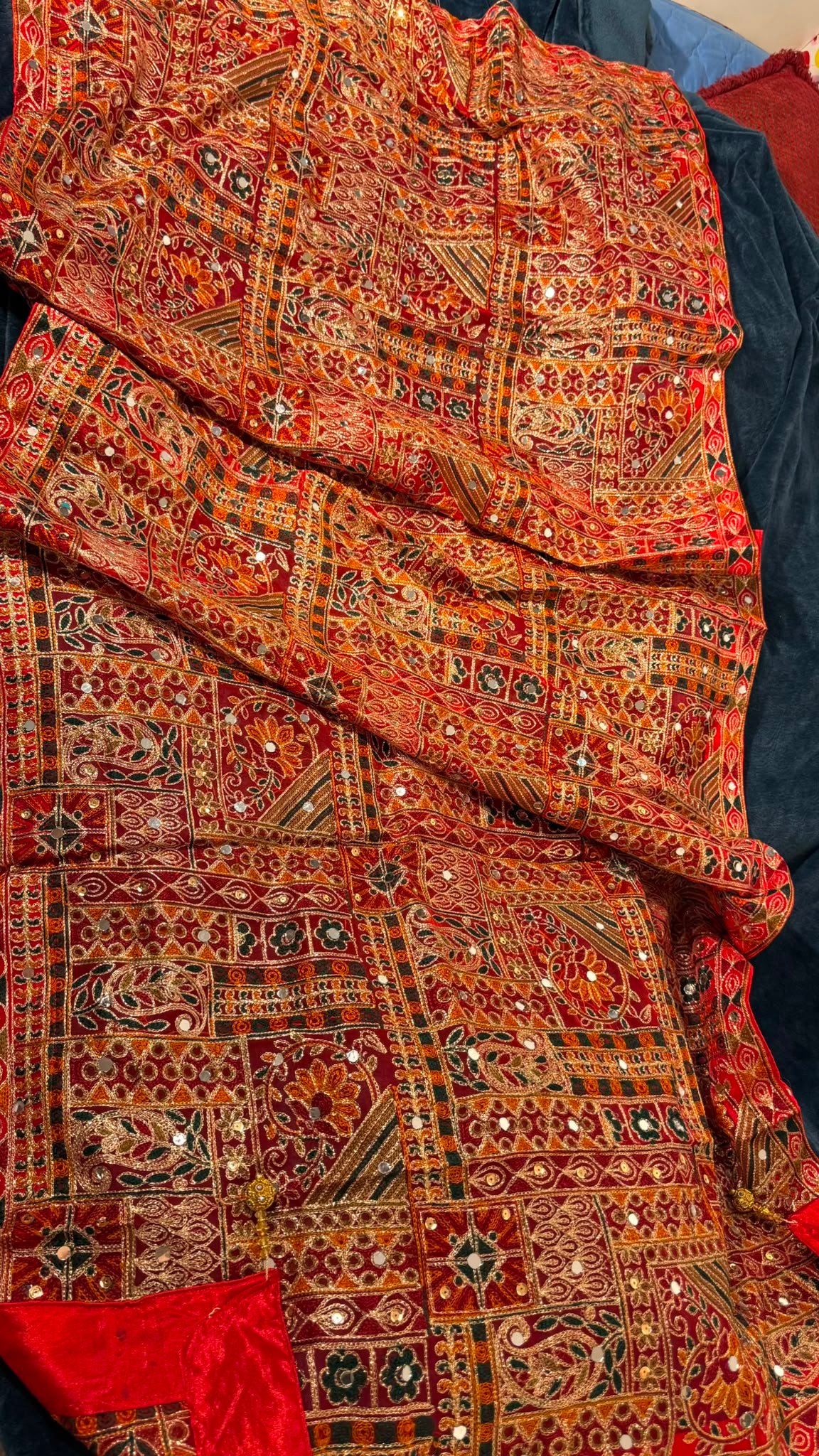 Paisley Orange Organza Bakhtawar style dupatta - Image 2
