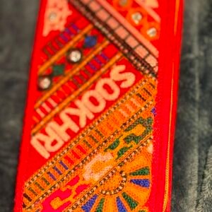 Red SOOKHRI Handmade Embroidered Clutch Wallet | Traditional Mirror Work Boho Clutch | Ethnic Women's Wallet