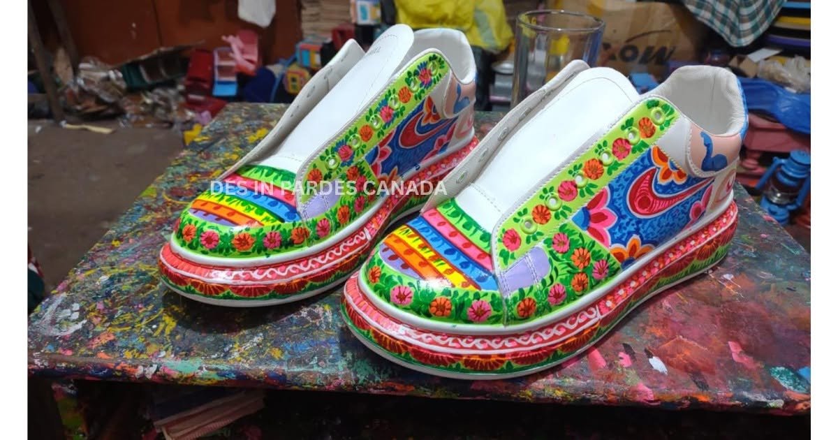 Handcrafted Green chamak patti Truck Art Sneakers