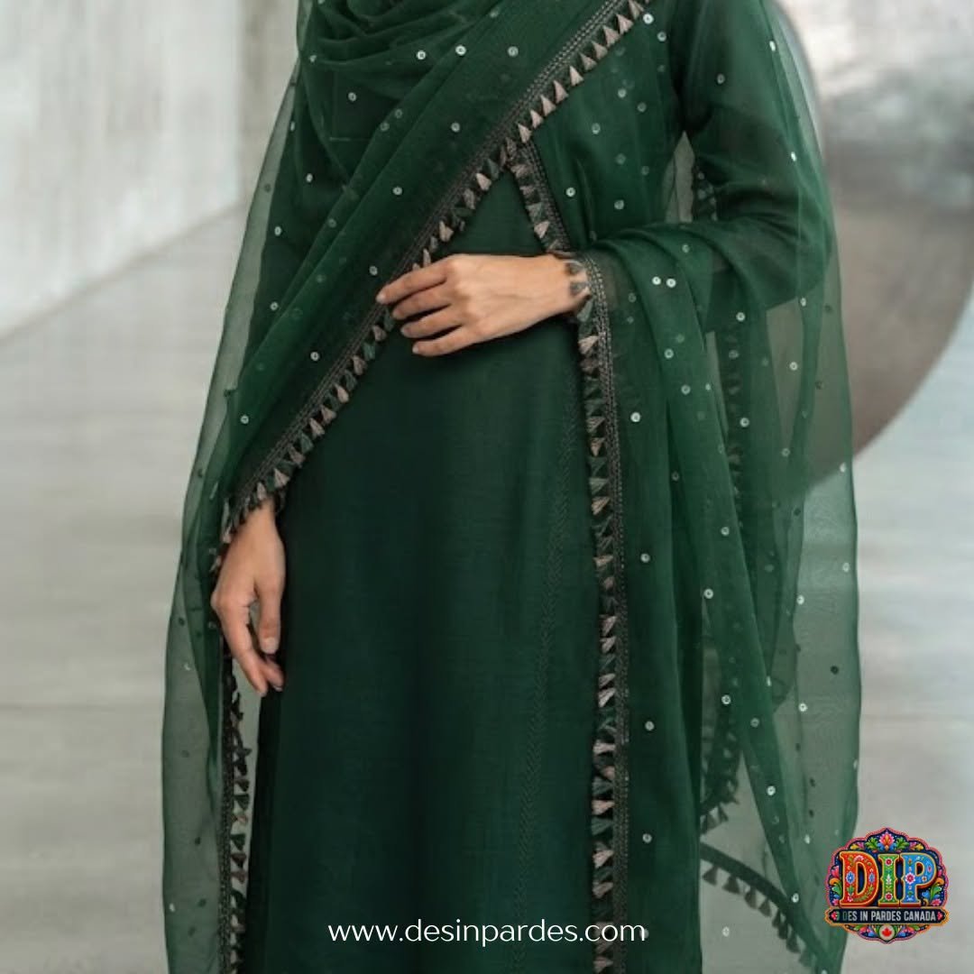GREEN WITH SHISHA WORK DUPATTA