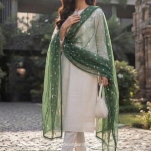 GREEN CHAND SITARA NET DUPATTA
