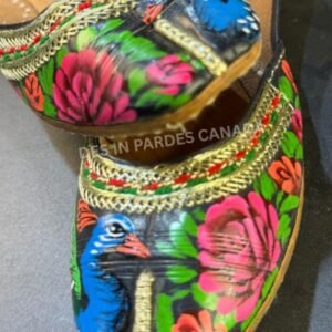 Hand-Painted Truck Art Peacock & Floral Khussa