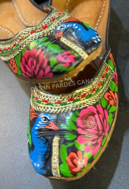 Hand-Painted Truck Art Peacock & Floral Khussa
