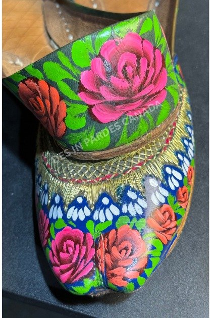 Hand-Painted Truck Art Floral Khussa 08 - Image 2