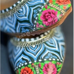 Hand-Painted blue Truck Art Floral Khussa 09