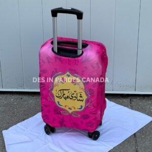 Pink Truck Art Just Married Elastic Luggage Cover