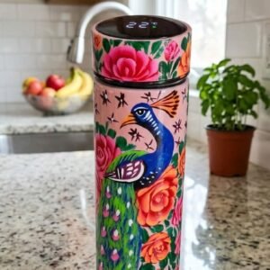 Peach Floral Truck Art Stainless Steel Vacuum Flask