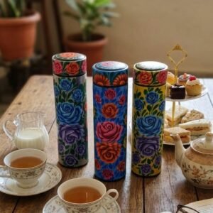 Blue Floral Truck Art Stainless Steel Vacuum Flask