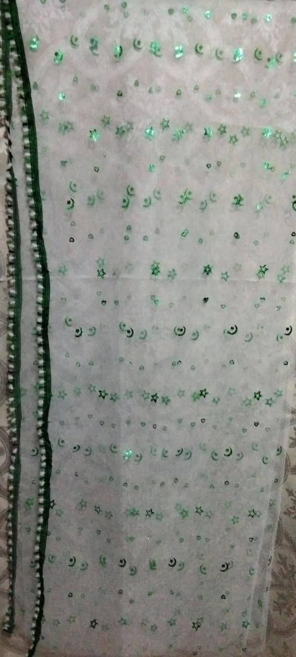 WHITE CHAND SITARA NET DUPATTA - Image 2