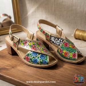 Ladies Peshawari Chappal Truck Art Heeled