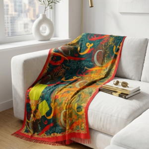"Sultanate Script" – Luxurious Calligraphy Silk Dupatta in Deep Teal & Crimson