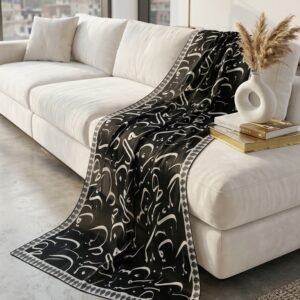 "Nuqta-e-Siyah" – Monochrome Urdu Calligraphy Silk Dupatta