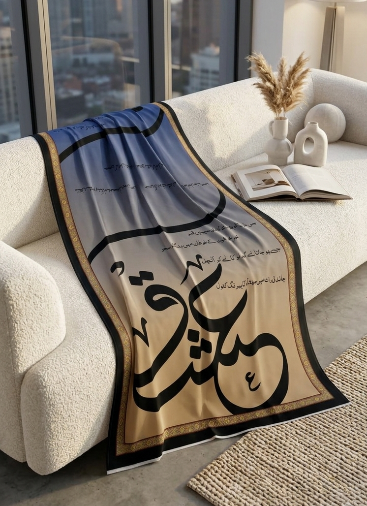 "Dastaan-e-Ishq" – Ombré Urdu Poetry Calligraphy Dupatta
