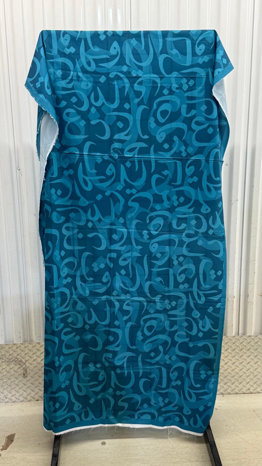 Turquoise Abjad – Modern Typography Chiffon Dupatta - Image 2