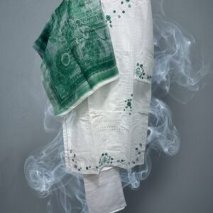 Emerald & Ivory Chikankari Embroidered Lawn Suit with Printed Organza Dupatta