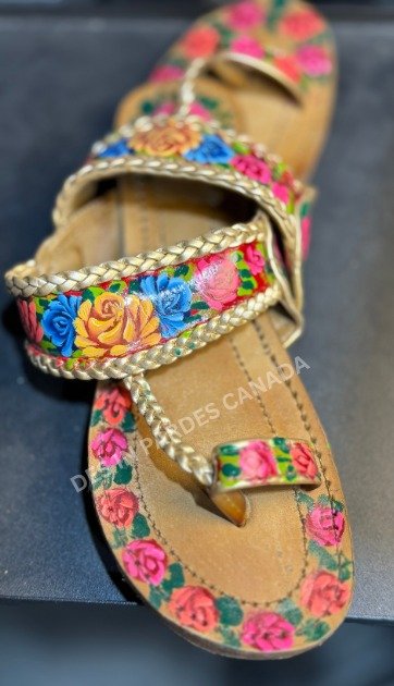 Handcrafted Truck Art Floral Kolhapuri Chappal 7