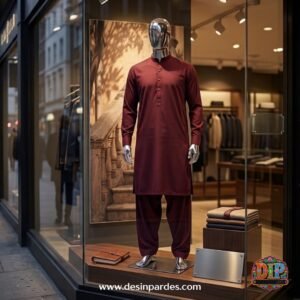 Burgundy Classic Karandi Men’s Suit