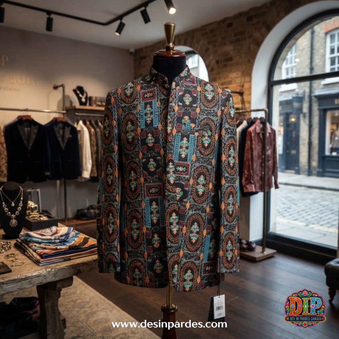 Multicolor Embroidered Traditional Jamawar Prince Coat